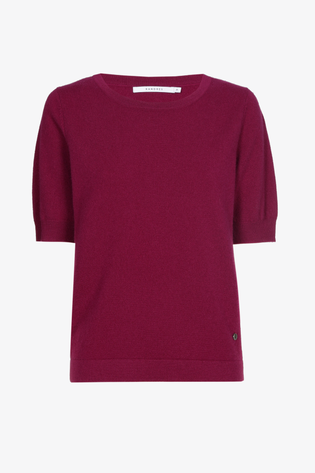 Cashmere trui met korte mouwen