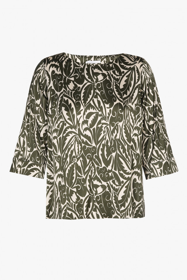 Beige blouse with khaki print