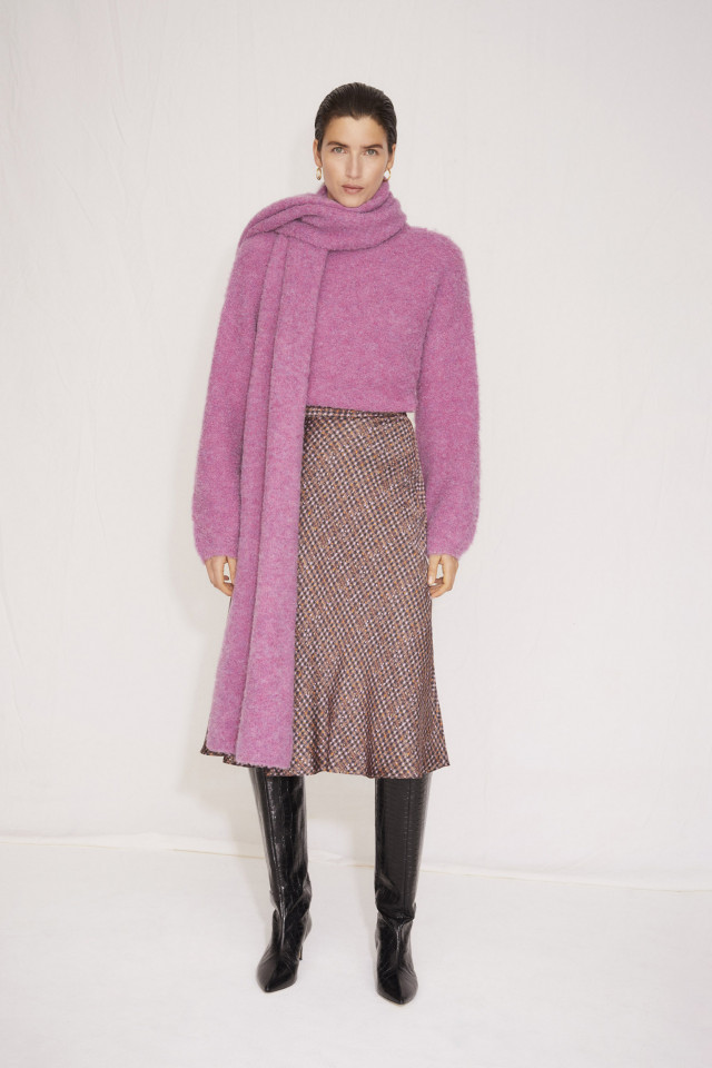 Brown and purple midi skirt
