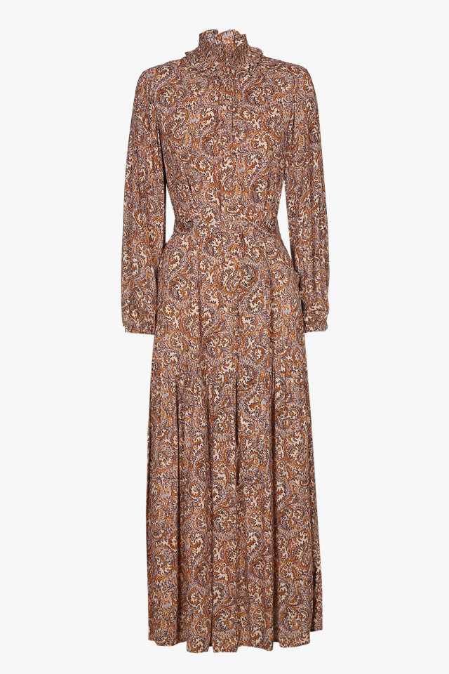 Bruine maxi jurk met paisleyprint