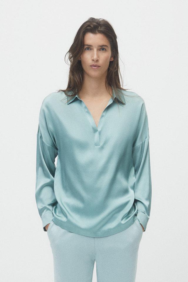 Light green silk blouse