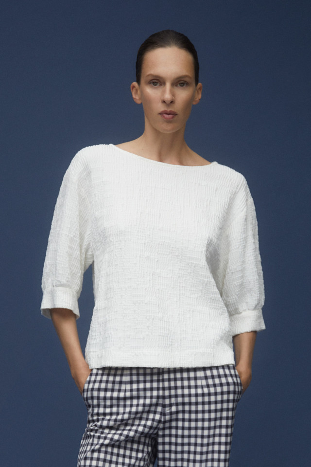 White blouse with puff sleeves