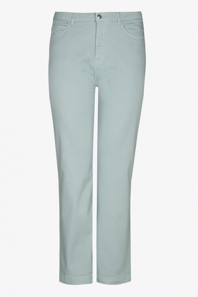 Mint green loose-fit jeans with buttonhole elastic