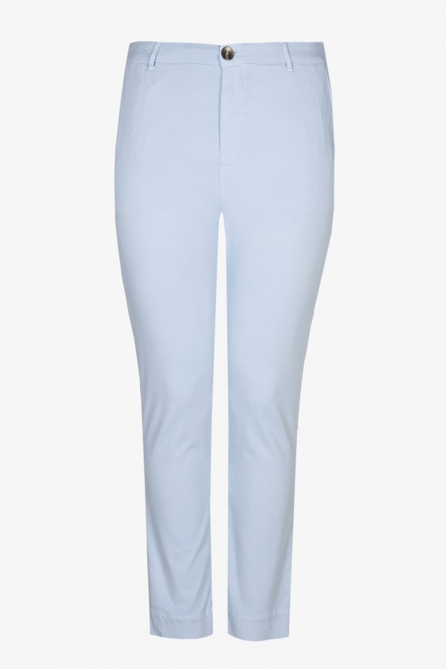 Light blue slim-fit trousers with glitter elastic on the back