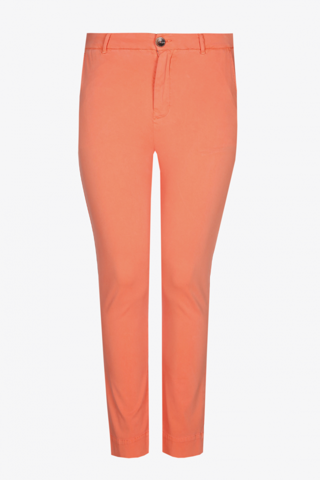 Coral slim-fit chinos with glitter elastic on the back