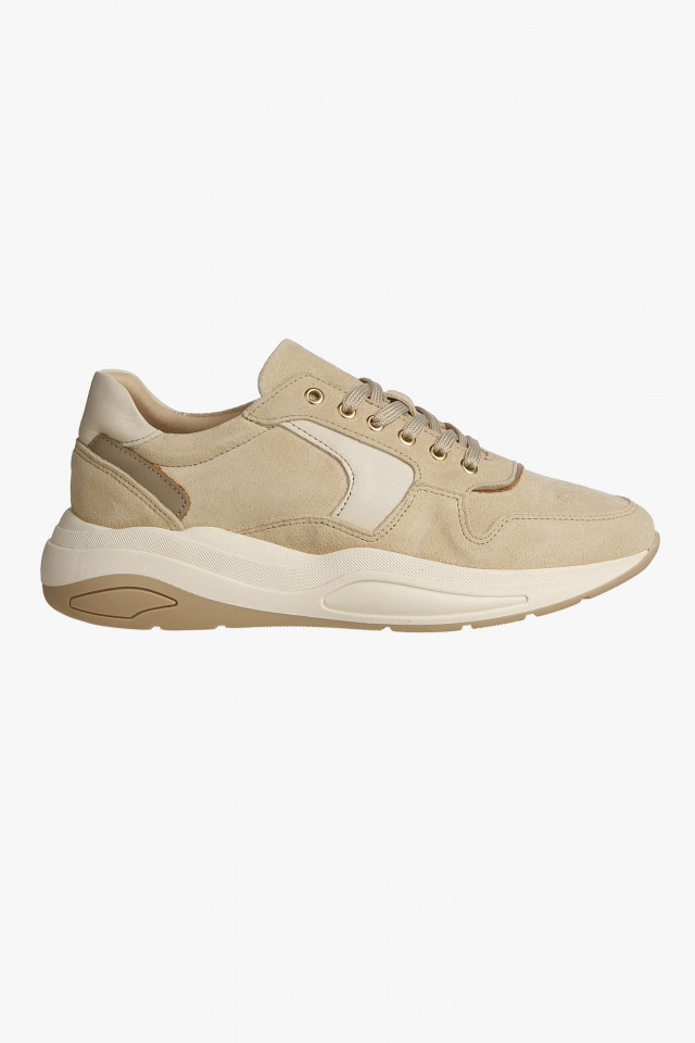 Beige sneakers in suede and leather