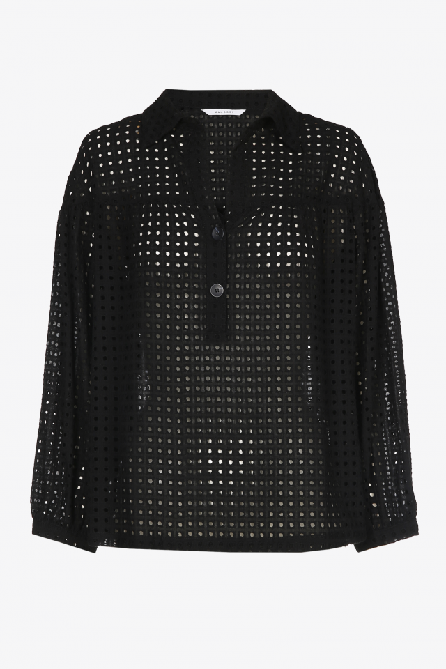 Black broderie anglaise blouse