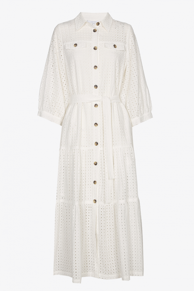 Long white button-down dress