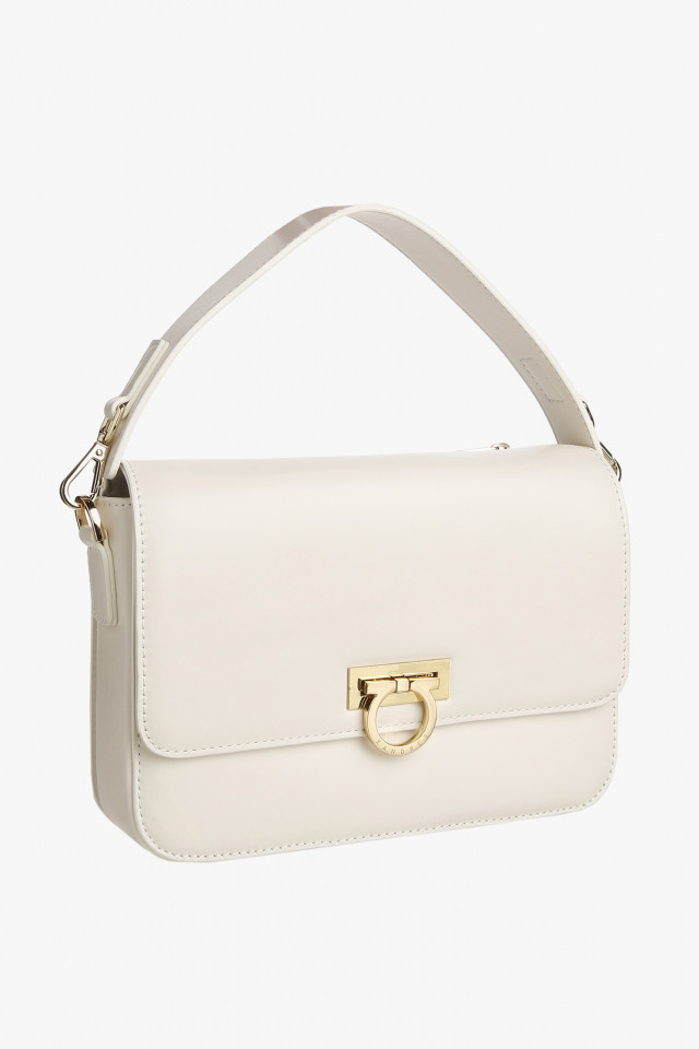 White, leather handbag