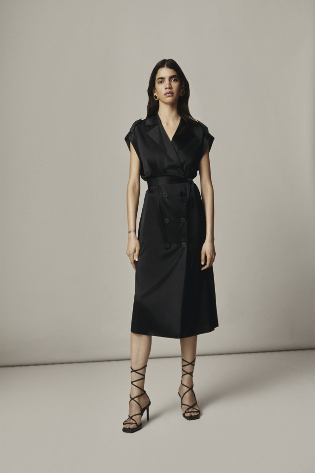 Double-breasted silk dress