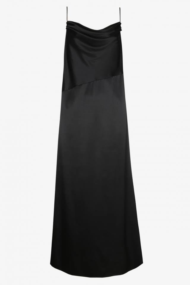 Zwarte zijden jurk