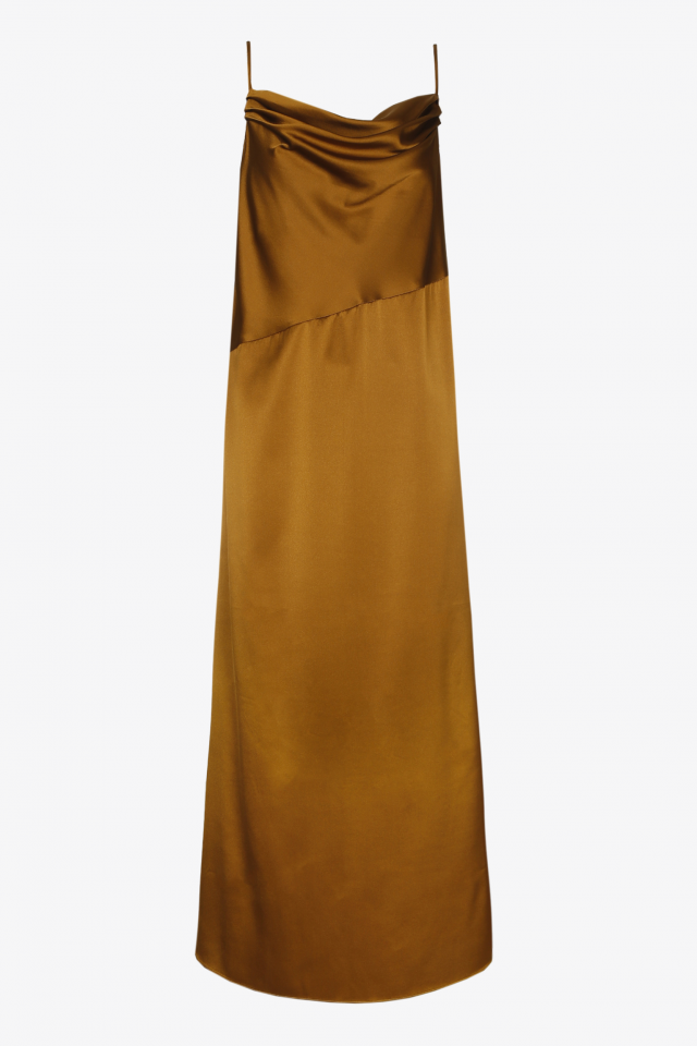 Robe en soie de couleur bronze