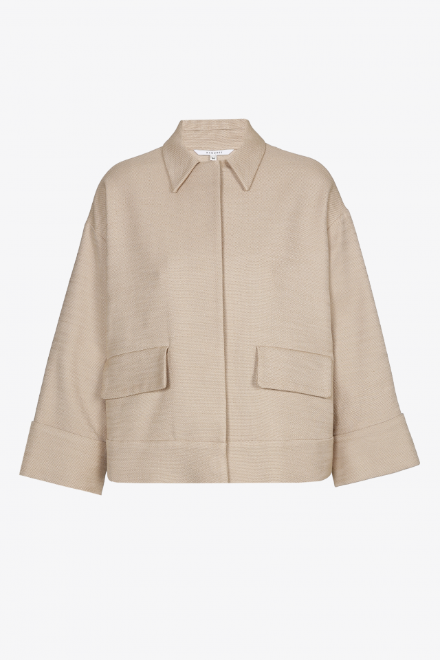 Korte beige jas in linnen