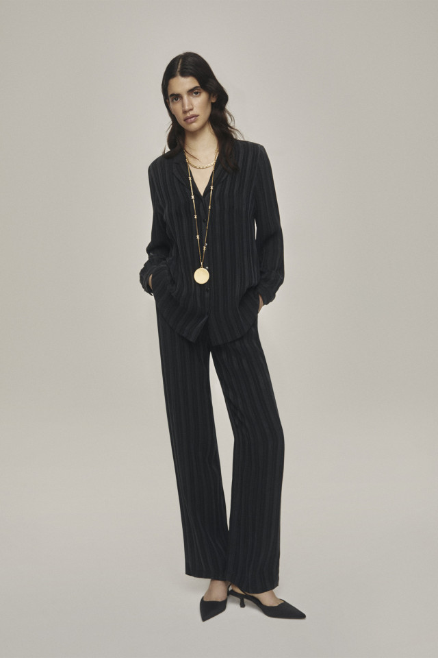 Soft blouse with pinstripe pattern