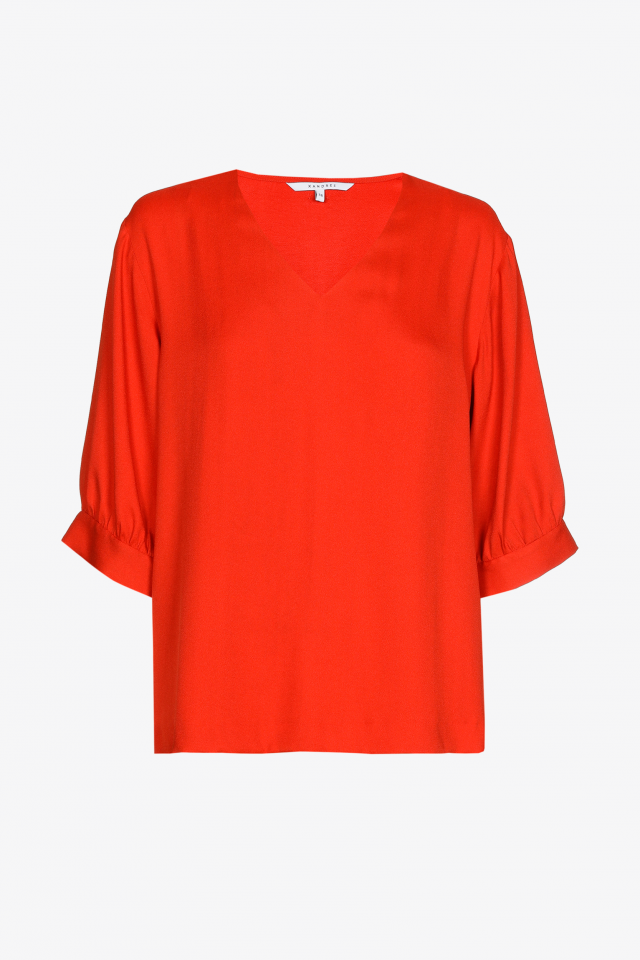 Blouse with V-neck and loose sleeves