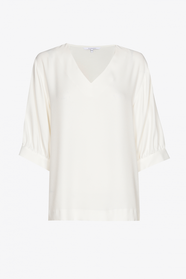 Blouse with V-neck and loose sleeves