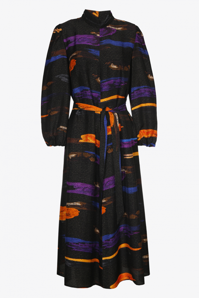Lange jurk met kleurrijke strepen