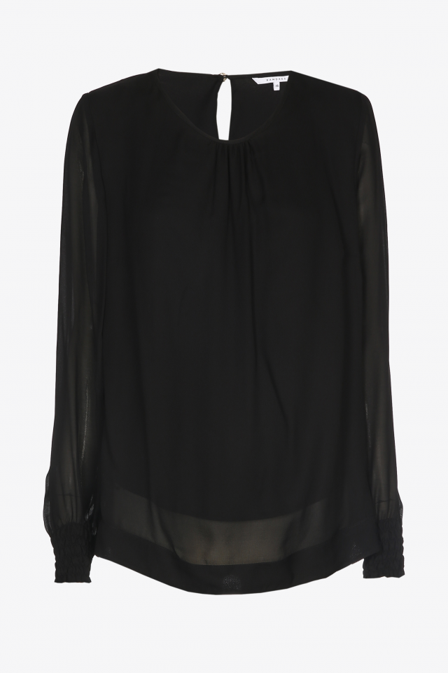 Blouse with round neck