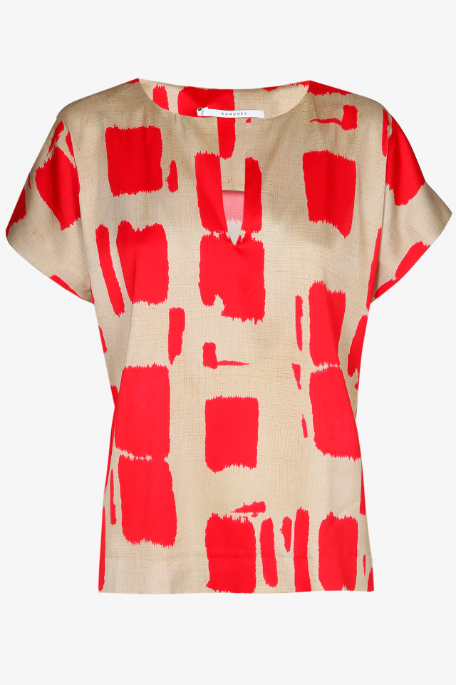 Blouse à manches courtes avec motif blockprint