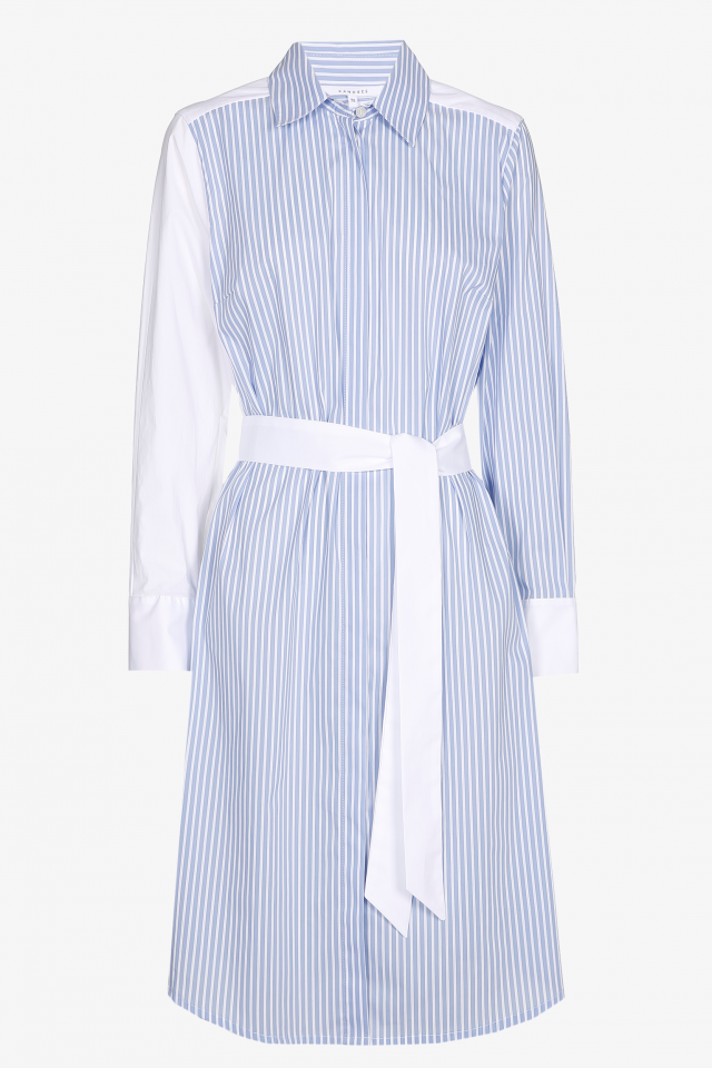 Halflange gestreepte shirt dress