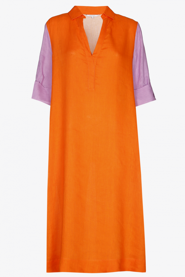 Tricolour dress in linen