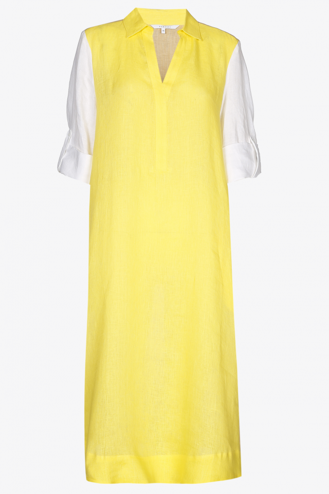 Tricolour dress in linen