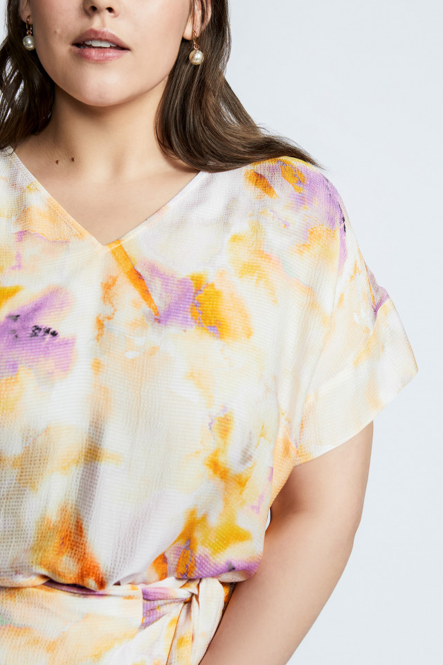 Oversized blouse in tie dye print