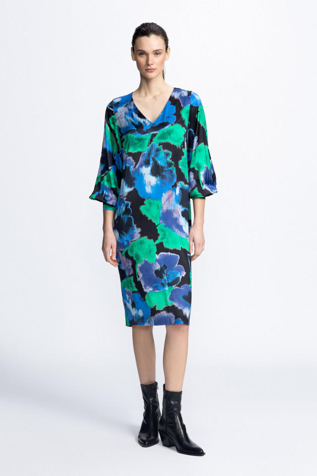 Dress with large floral print