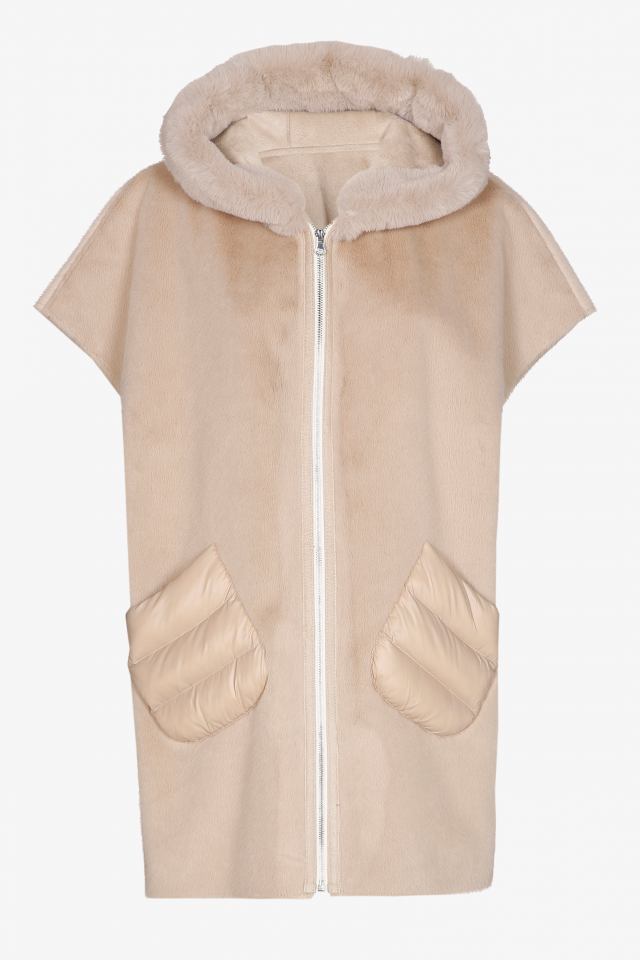 Sleeveless faux fur waistcoat