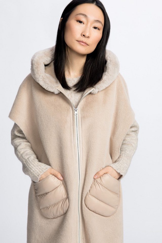 Sleeveless faux fur waistcoat