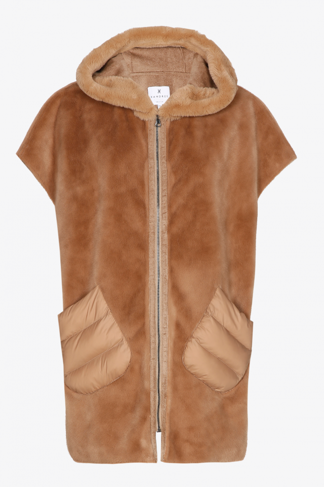 Sleeveless faux fur waistcoat