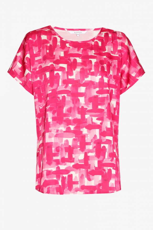 Blouse with polygrid print