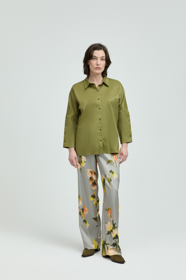 Satin look trousers
