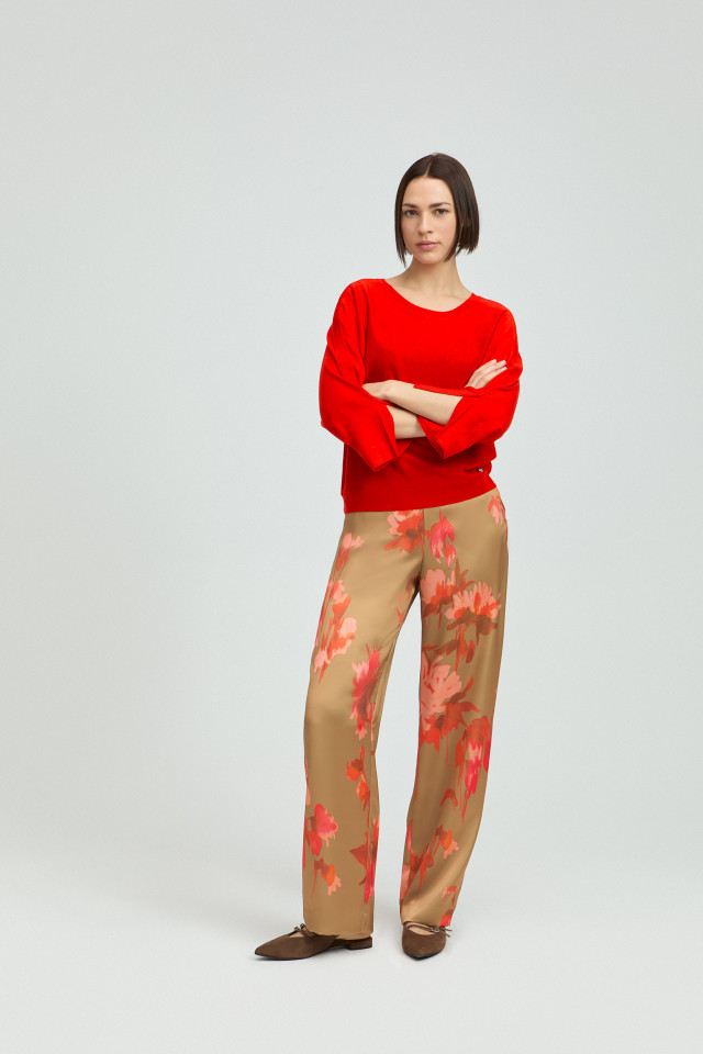 Satin look trousers