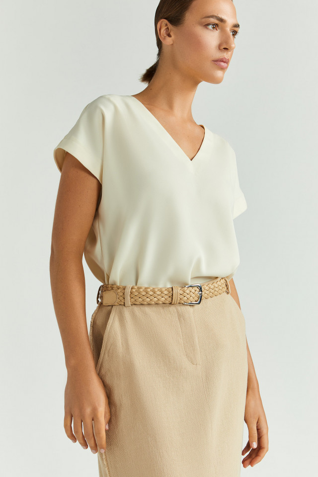 Mouwloze blouse met V-hals