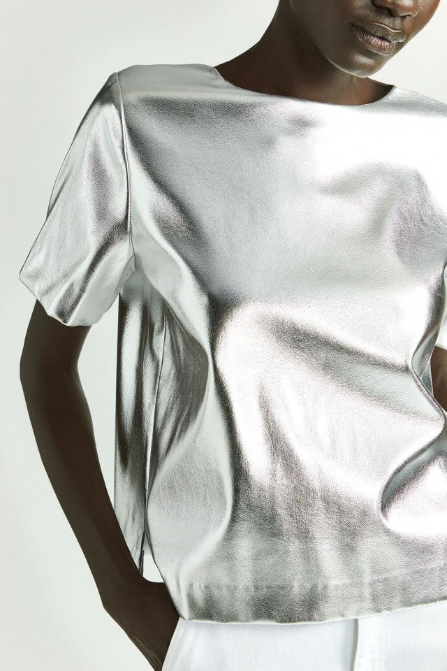 Faux leather top