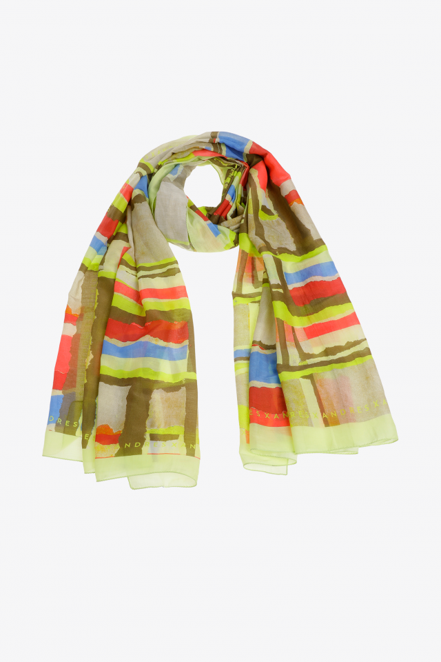 Colourful scarf with silk