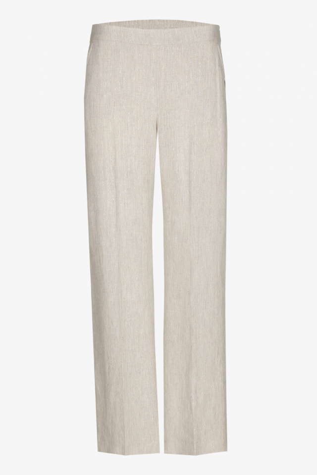 Pantalon avec motif trait de craie en lurex