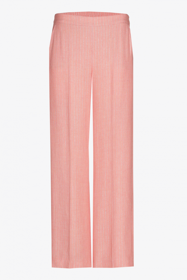 Pantalon avec motif trait de craie en lurex