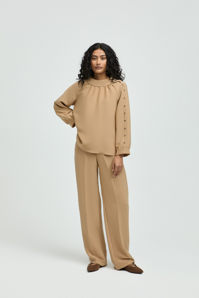 Geklede broek met wijde pijpen