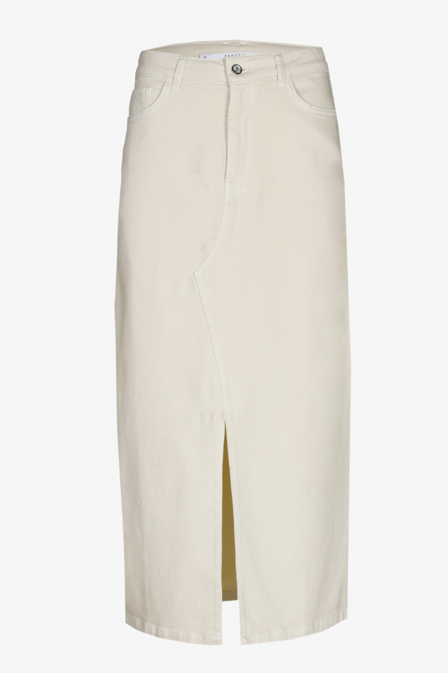 Long denim skirt with slit 