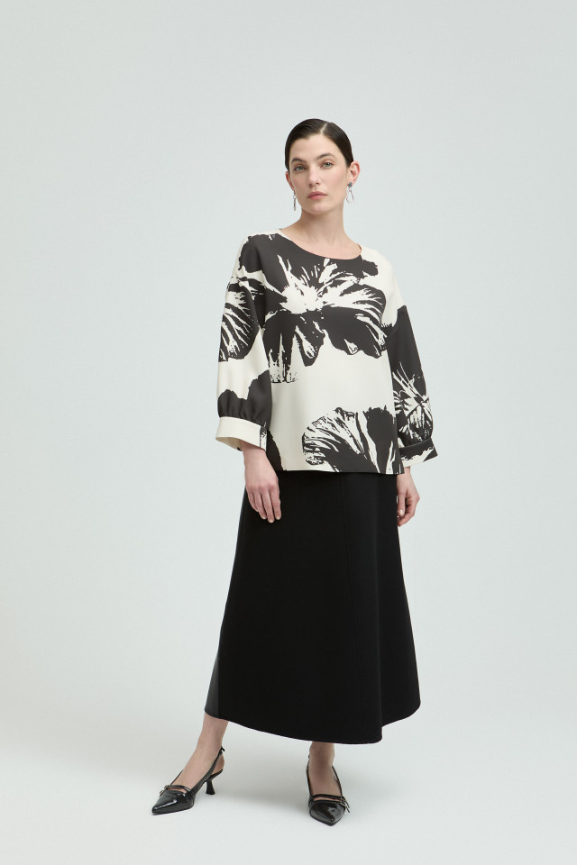 A-line skirt in two fabrics