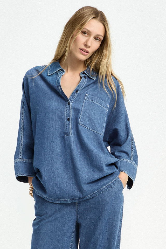Soepele jeansblouse dames