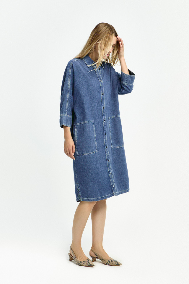 Soepele denim jurk