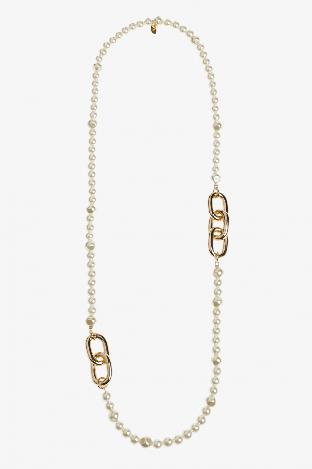 Collier long en nacre avec maillons