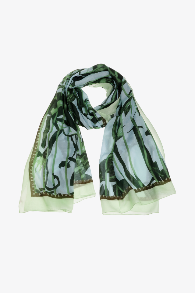 Scarf with pleated print