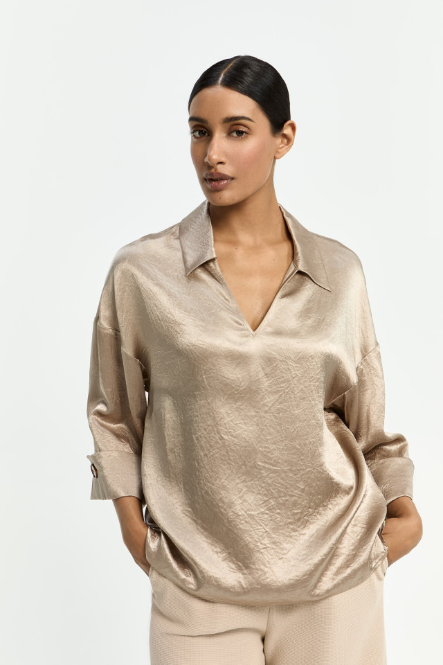 Geklede blouse dames satijnlook