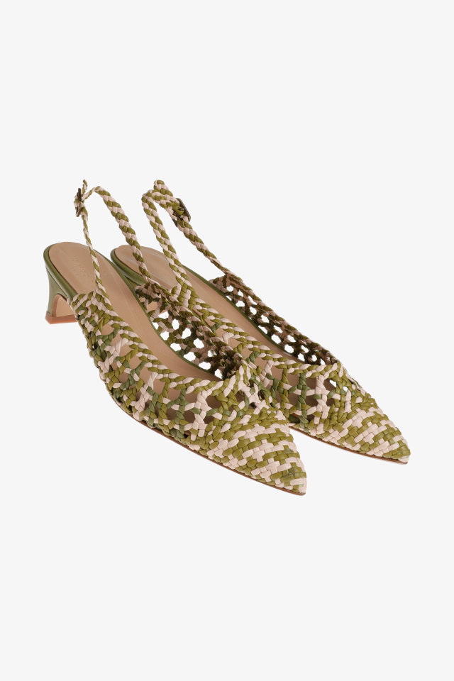 Slingbacks aus geflochtenem Leder