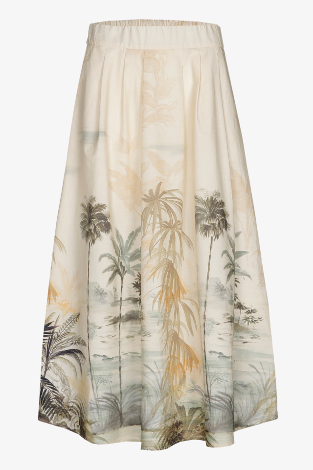 Jupe en coton à imprimé à palmiers