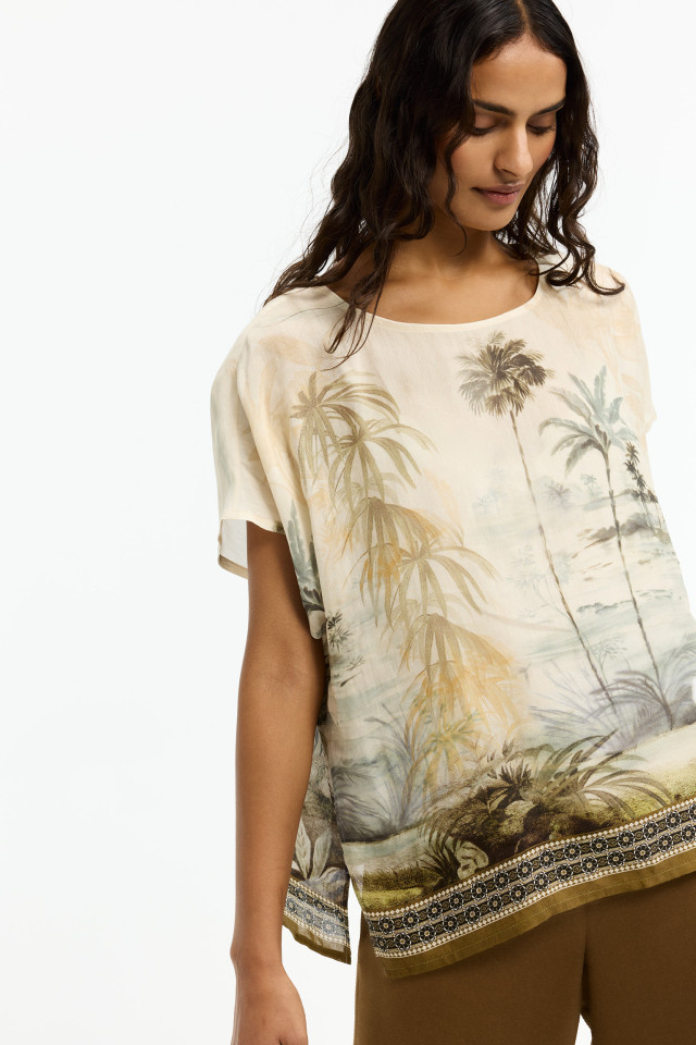Blouse met zomerse palmboomprint